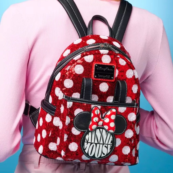 Minnie Mouse Sequin Polka Dot Loungefly Mini Backpack - Picture 3 of 6
